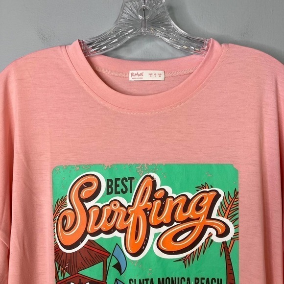 Romwe Casual Oversized Tee Best Surfing Santa Monica California Women's S Retro - Picture 6 of 14